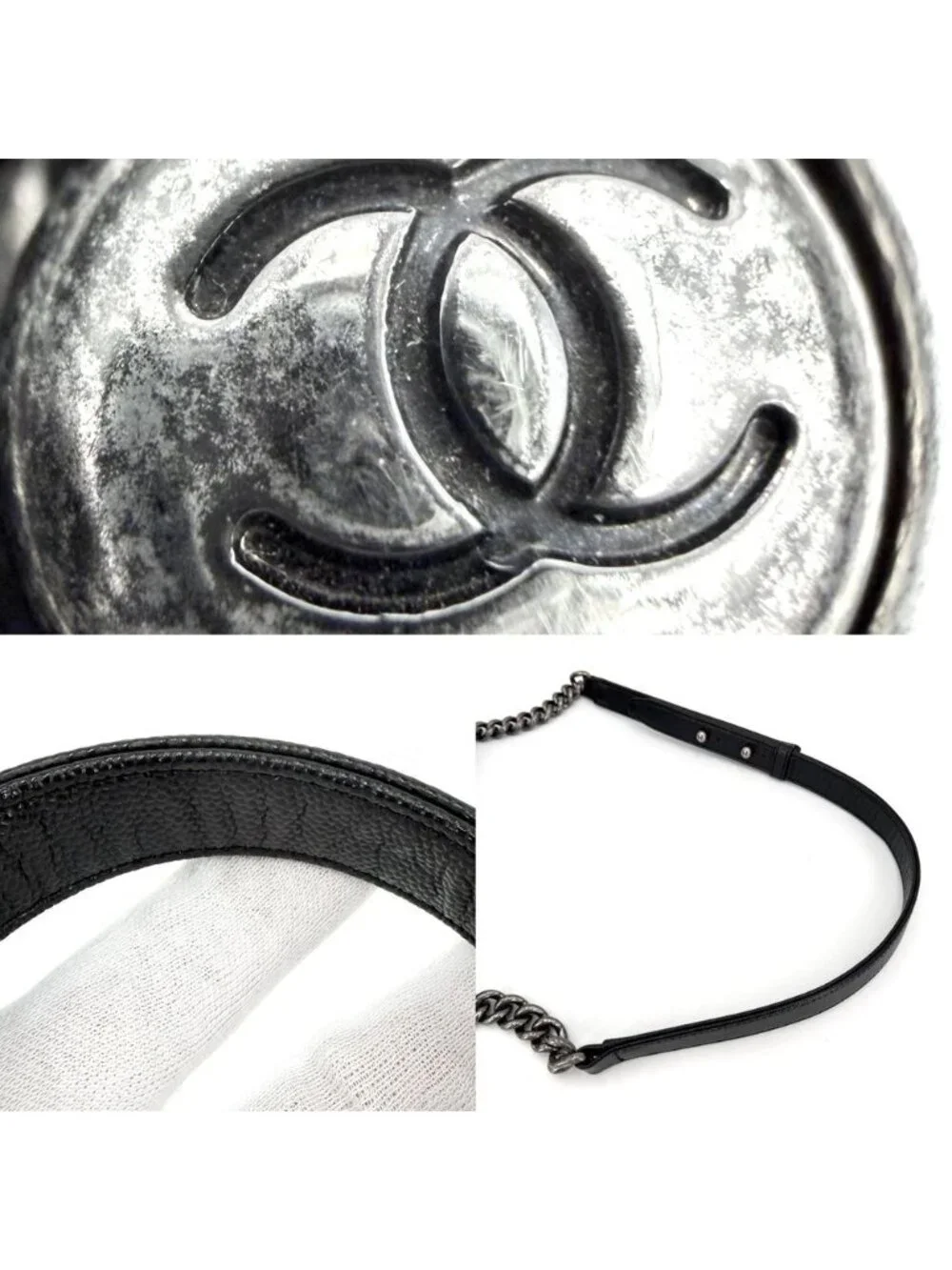 Chanel Shoulder Bag Quilted Boy CC Logo Bag Crossbody Boy Caviar Leather Black
